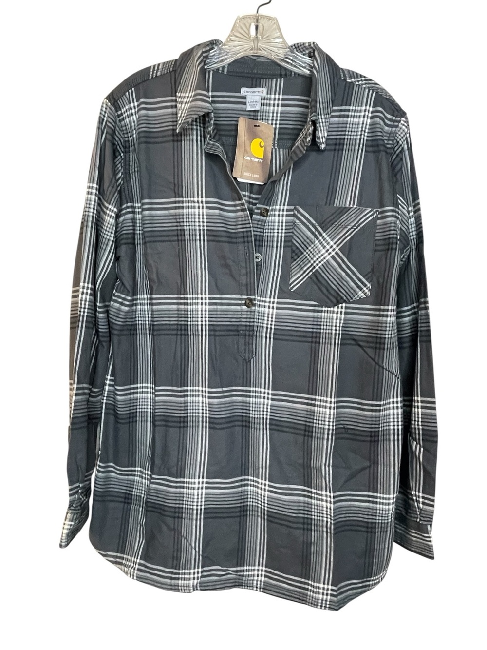Carhartt Women’s  Gray Plaid Long-Sleeve Shirt Sz L NWT